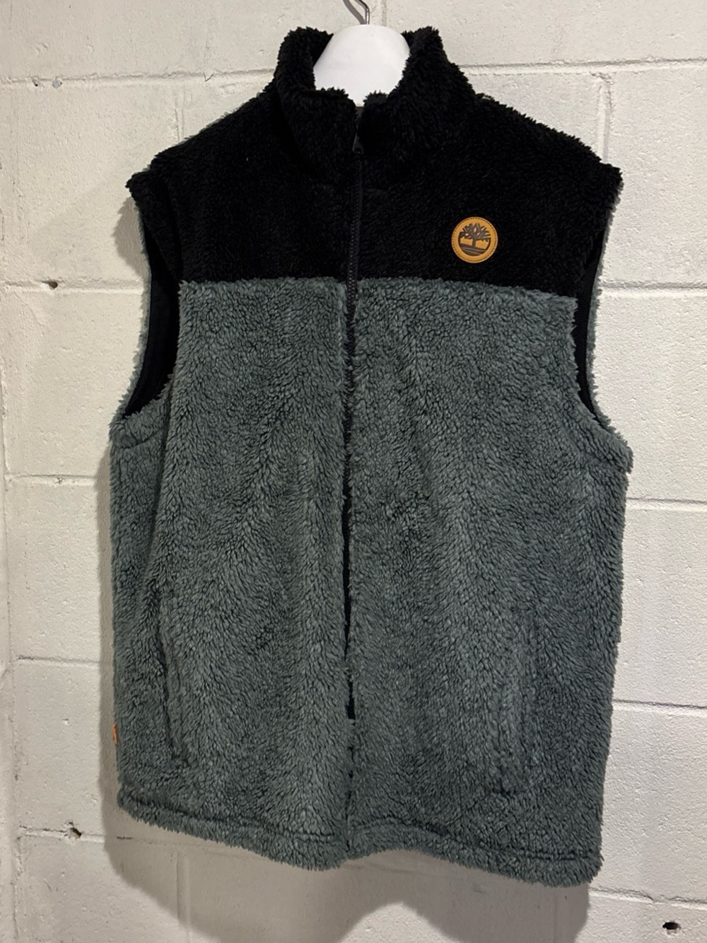 Timberland Men’s fleece vest green black full zip lined size L
